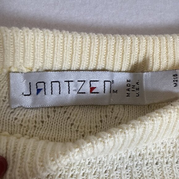 Vintage Jantzen Size Med Men’s Loose Knit Sweater‎ Yellow Blue - Picture 2 of 7